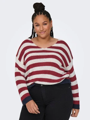 ONLY Carmakoma Sweter w kolorze czerwono-białym rozmiar: L-50/52