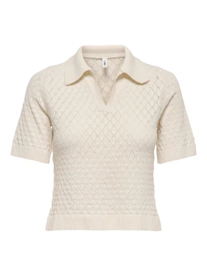 ONLY Dzianinowa koszulka polo w kolorze beżowym rozmiar: S