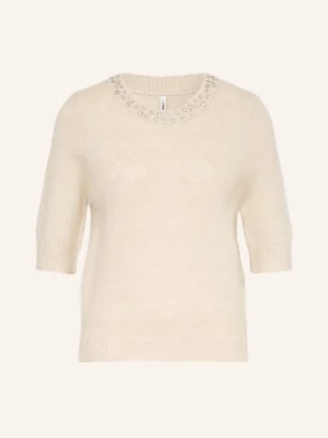 Only Dzianinowa Koszulka Z Kamieniami Ozdobnymi weiss