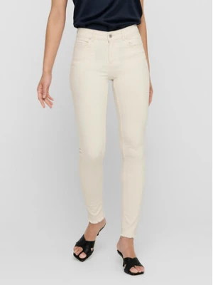 ONLY Jeansy 15218655 Écru Skinny Fit Kremowy