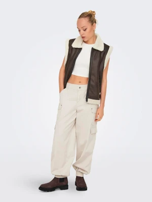 ONLY Kamizelka "Betty" w kolorze ciemnobrązowo-kremowym rozmiar: M