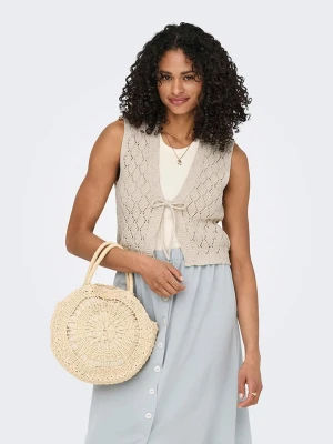 ONLY Kamizelka dzianinowa w kolorze beżowym rozmiar: S