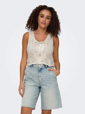 ONLY Kamizelka dzianinowa w kolorze kremowym rozmiar: L