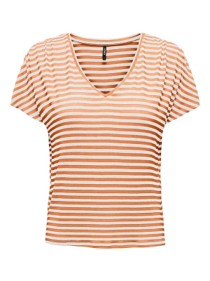 ONLY Koszulka "Belia" w kolorze pomarańczowo-białym rozmiar: S