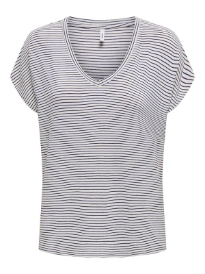 ONLY Koszulka w kolorze biało-granatowym rozmiar: XS