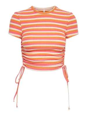 ONLY Koszulka "Wendy" w kolorze biało-pomarańczowym rozmiar: L