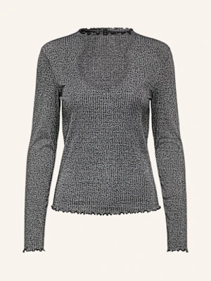 Only Koszulka Z Długim Rękawem Z Błyszczącą Przędzą schwarz