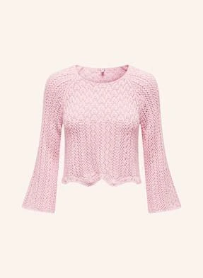 Only Krótki Sweter Z Rękawem 3/4 pink