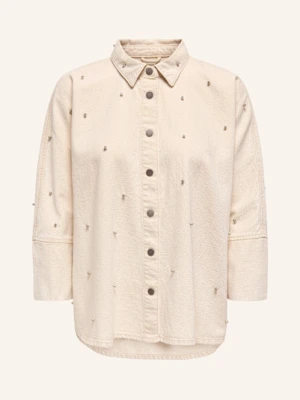 Only Overjacket Z Jeansu Z Ozdobnymi Kamykami beige