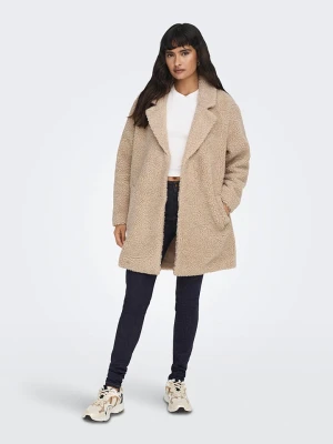 ONLY Pluszowy płaszcz w kolorze beżowym rozmiar: M