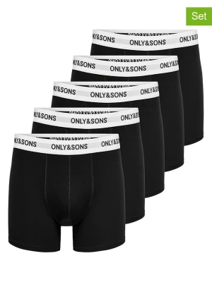 ONLY & SONS Bokserki (5 par) "Onstrey" w kolorze czarnym rozmiar: L