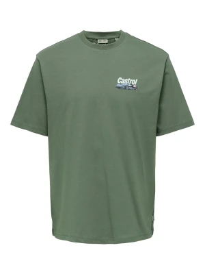 ONLY & SONS Junior Koszulka "Castrol" w kolorze khaki rozmiar: 122 / 128