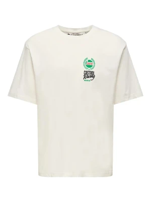ONLY & SONS Junior Koszulka "Castrol" w kolorze kremowym rozmiar: 134/140