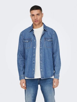 ONLY & SONS Koszula dżinsowa - Regular fit - w kolorze niebieskim rozmiar: L