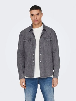 ONLY & SONS Koszula dżinsowa - Regular fit - w kolorze szarym rozmiar: S