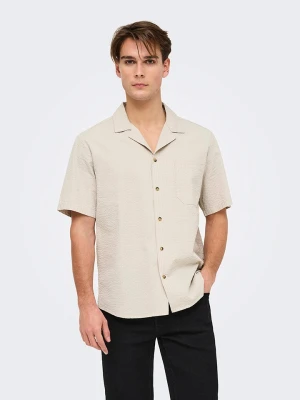 ONLY & SONS Koszula "Eye resort" w kolorze beżowym rozmiar: M