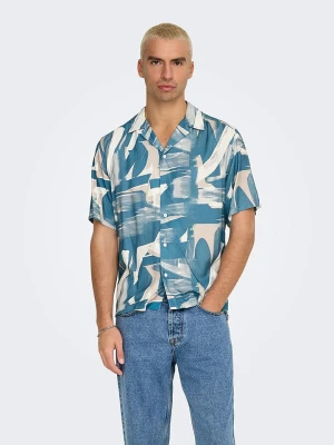 ONLY & SONS Koszula - Regular fit - w kolorze błękitno-beżowo-białym rozmiar: L