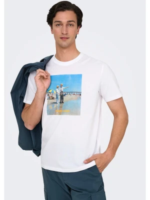 ONLY & SONS Koszulka "Max" w kolorze białym rozmiar: L