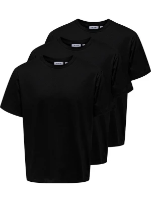 ONLY & SONS Koszulki (3 szt.) w kolorze czarnym rozmiar: XL