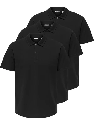 ONLY & SONS Koszulki polo (3 szt.) "Gordon" w kolorze czarnym rozmiar: XL