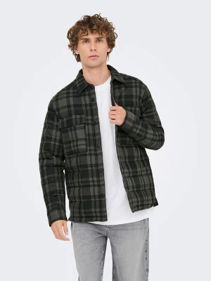 ONLY & SONS Kurtka koszulowa "Gudmund" w kolorze szaro-czarnym rozmiar: M