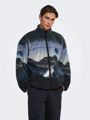 ONLY & SONS Kurtka polarowa "Adam" w kolorze niebiesko-antracytowym rozmiar: M
