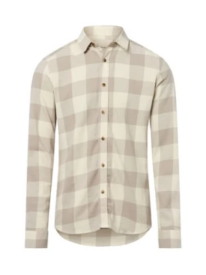 Only&Sons Męska koszula flanelowa - ONSGudmund Mężczyźni Regular Fit Bawełna beżowy|szary w kratkę,