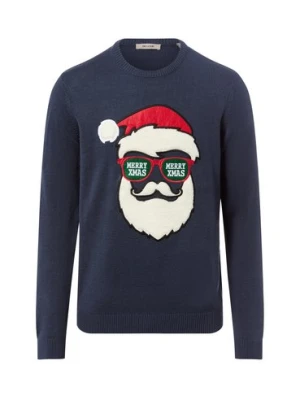 Only&Sons Męski sweter z dzianiny - ONSXmas Mężczyźni drobna dzianina niebieski wypukły wzór tkaniny,