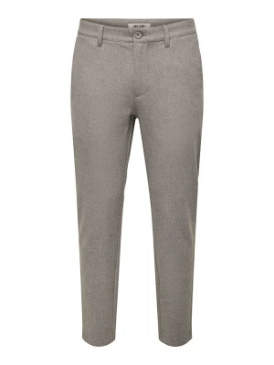 ONLY & SONS Spodnie chino "Mark" - Slim fit - w kolorze szarobrązowym rozmiar: W32/L30