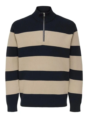 ONLY & SONS Sweter "Phil" w kolorze beżowo-czarnym rozmiar: L