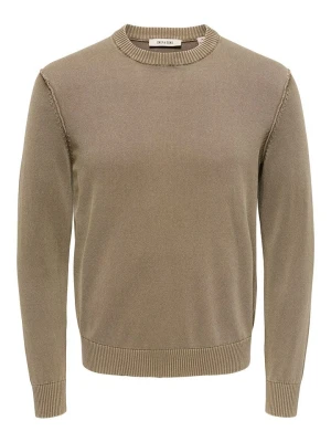 ONLY & SONS Sweter w kolorze szarobrązowym rozmiar: L