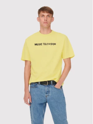 Only & Sons T-Shirt MTV 22022779 Żółty Relaxed Fit