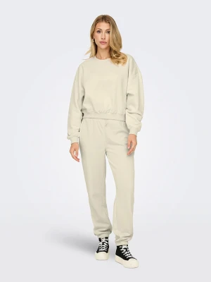 ONLY Spodnie dresowe w kolorze beżowym rozmiar: S