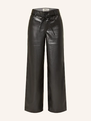 Only Spodnie Z Imitacji Skóry schwarz