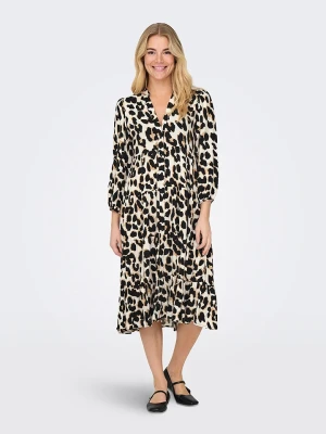 ONLY Sukienka w kolorze kremowo-czarno-jasnobrązowym rozmiar: S