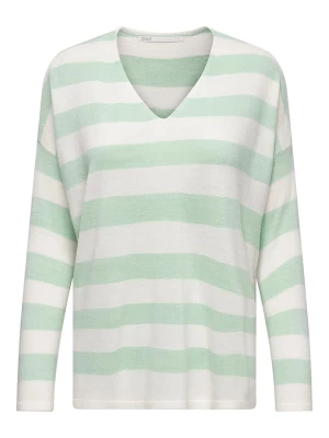 ONLY Sweter "Amalia" w kolorze zielono-białym rozmiar: M