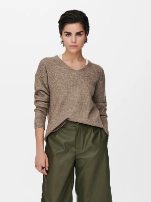 ONLY Sweter "Camilla" w kolorze brązowym rozmiar: M