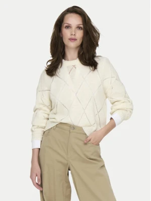 ONLY Sweter Geena 15339575 Écru Relaxed Fit Kremowy