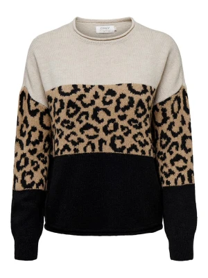 ONLY Sweter "Jade" w kolorze beżowo-czarnym rozmiar: XS