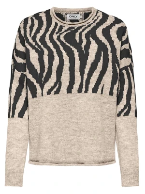 ONLY Sweter "Jade" w kolorze czarno-beżowym rozmiar: XL