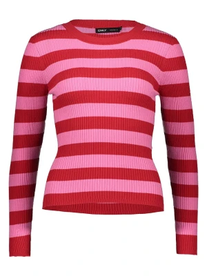 ONLY Sweter "Louisa" w kolorze czerwono-jasnoróżowym rozmiar: L