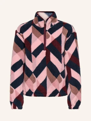 Only Sweter Typu Troyer Z Futerkiem Typu Teddy pink