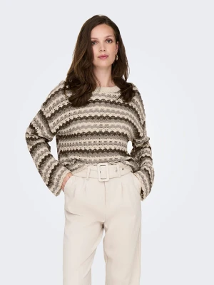 ONLY Sweter w kolorze beżowo-brązowym rozmiar: L