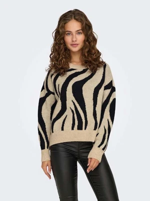 ONLY Sweter w kolorze czarno-beżowym rozmiar: XL
