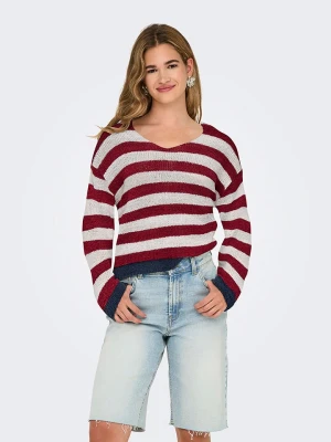 ONLY Sweter w kolorze bordowo-beżowym rozmiar: L