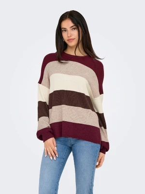 ONLY Sweter w kolorze bordowo-beżowym rozmiar: XS