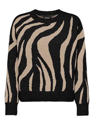 ONLY Sweter w kolorze beżowo-czarnym rozmiar: XL
