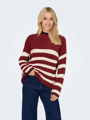 ONLY Sweter w kolorze czerwono-kremowym rozmiar: L
