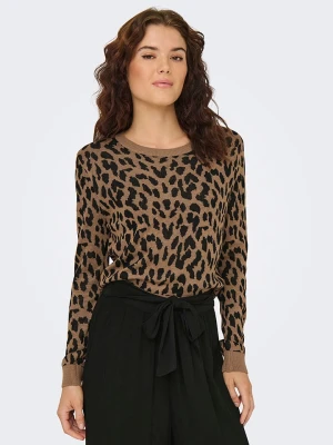 ONLY Sweter w kolorze jasnobrązowo-czarnym rozmiar: XL
