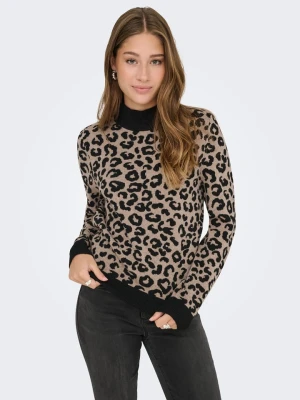 ONLY Sweter w kolorze jasnobrązowo-czarnym rozmiar: M